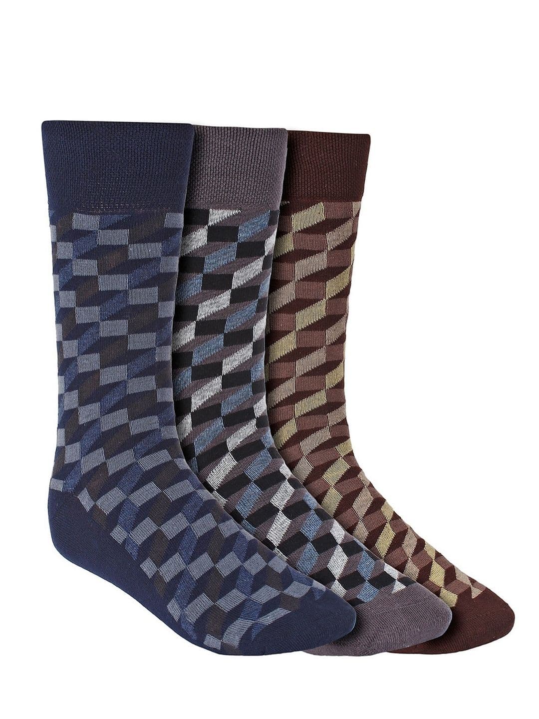 Creature Men Pack Of 3 Assorted Combed Cotton Calf-Length Socks - view 1