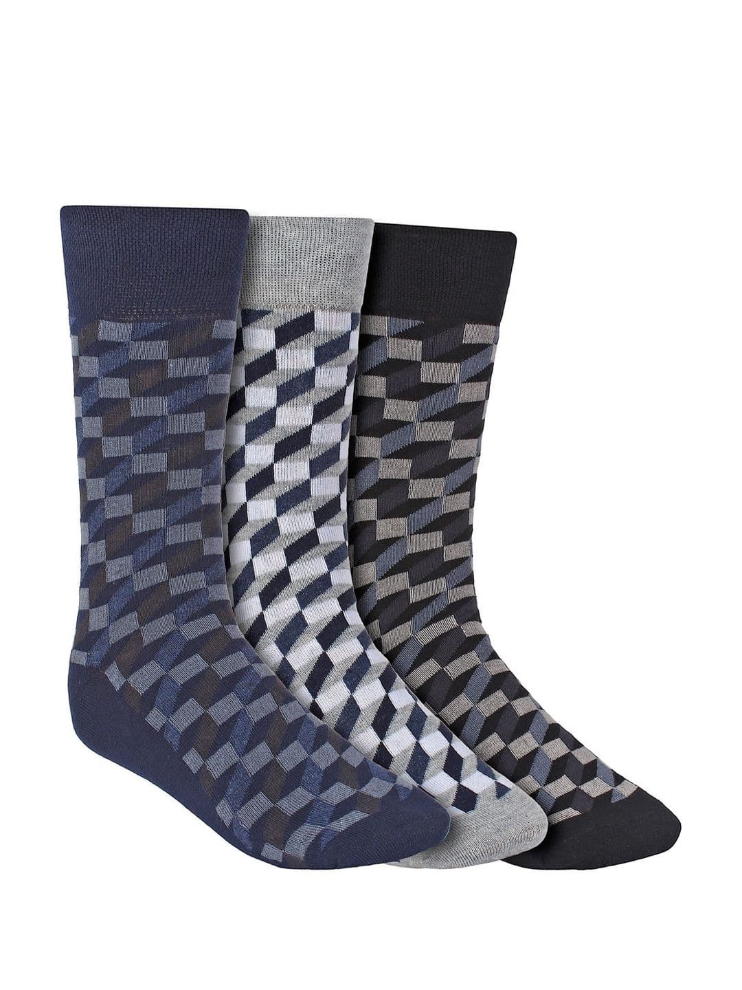 Creature Men Pack Of 3 Multicoloured Combed Cotton Calf-Length Socks - view 1