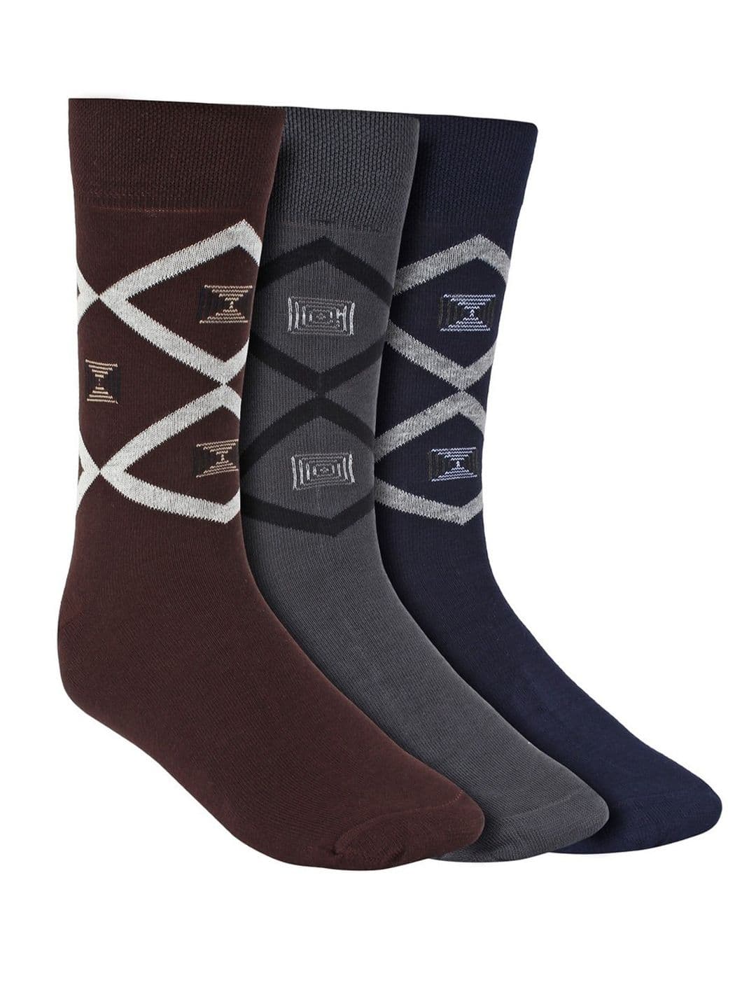 Creature Men Pack Of 3 Assorted Pure Combed Cotton Calf-Length Socks - view 1
