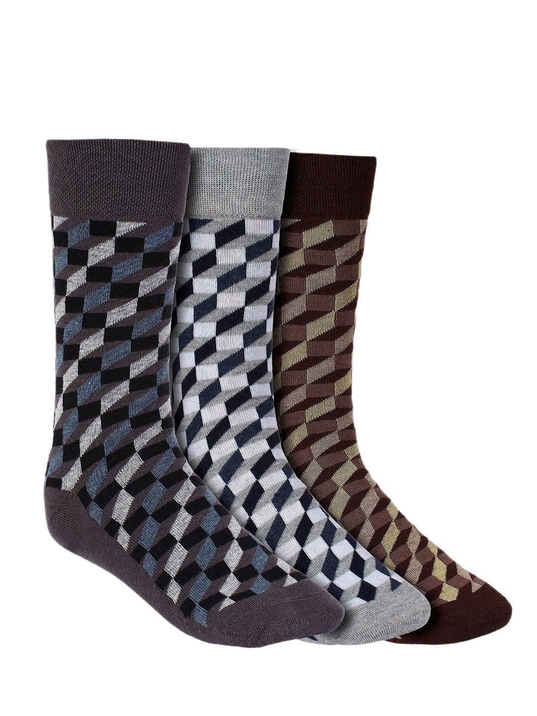 Creature Men Pack Of 3 Assorted Pure Combed Cotton Calf-Length Socks - view 1