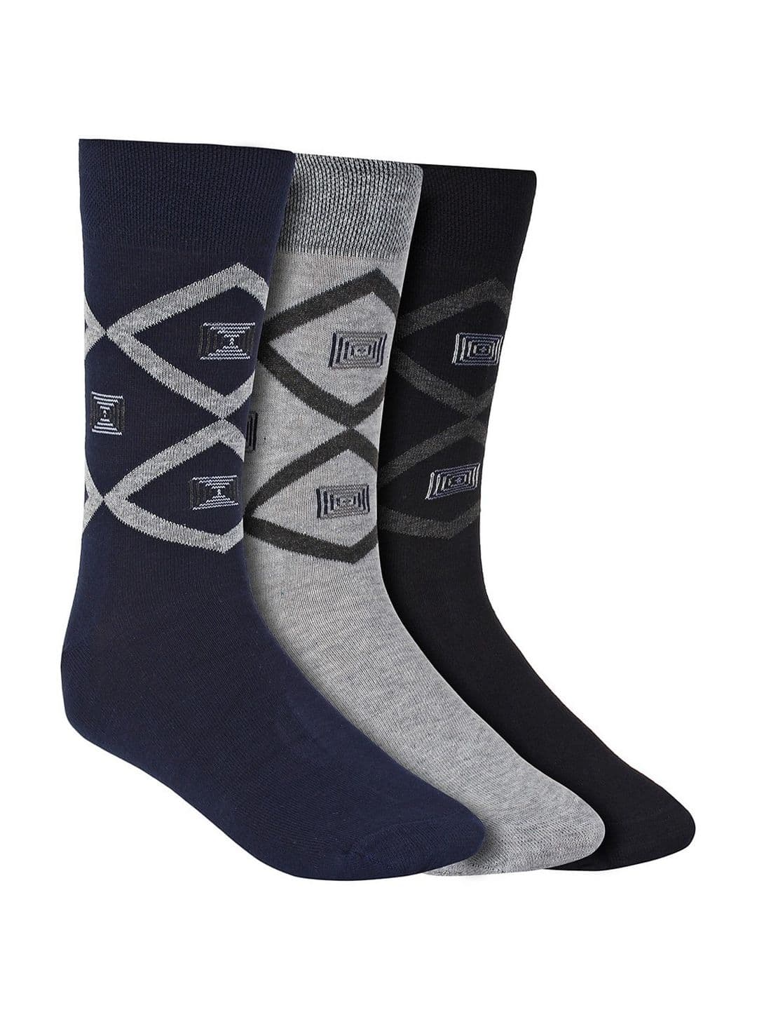 Creature Men Pack Of 3 Multicoloured Combed Cotton Calf-Length Socks - view 1