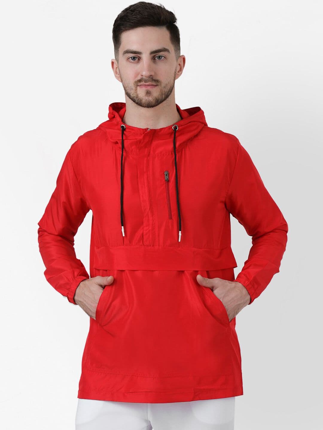 PAUSE SPORT Men Red Windcheater and Water Resistant Longline Tailored Jacket - view 1