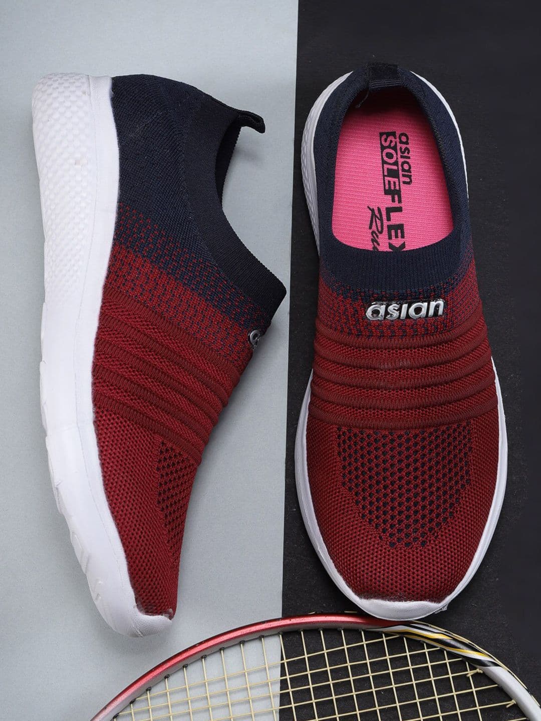 ASIAN Women Maroon & Navy Blue Slip-On Running Shoes - view 1