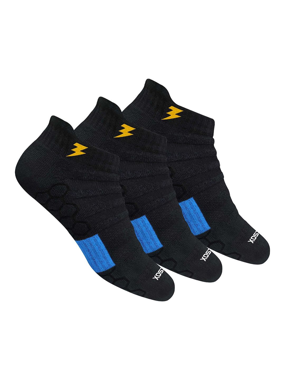 BLITZSOX Men Pack Of 3 Black Patterned Ankle-Length Socks - view 1
