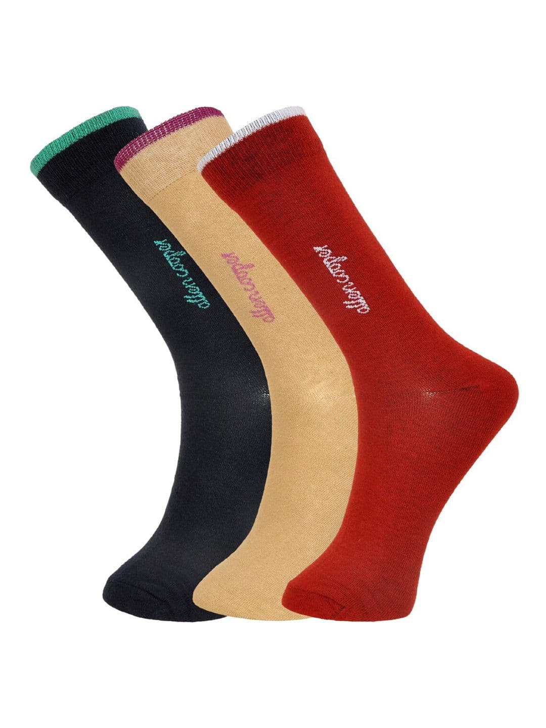 Allen Cooper Men Pack Of 3 Assorted Cotton Calf-Length Socks - view 1