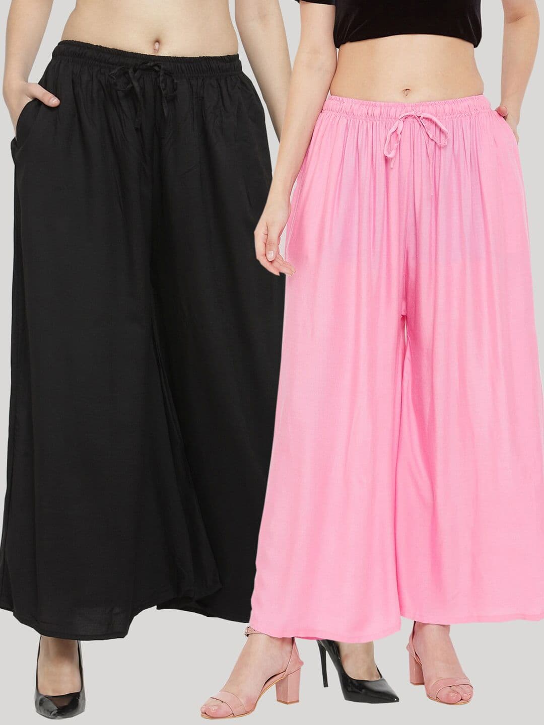 Clora Creation Women Pack Of 2 Black & Pink Knitted Sharara - view 1