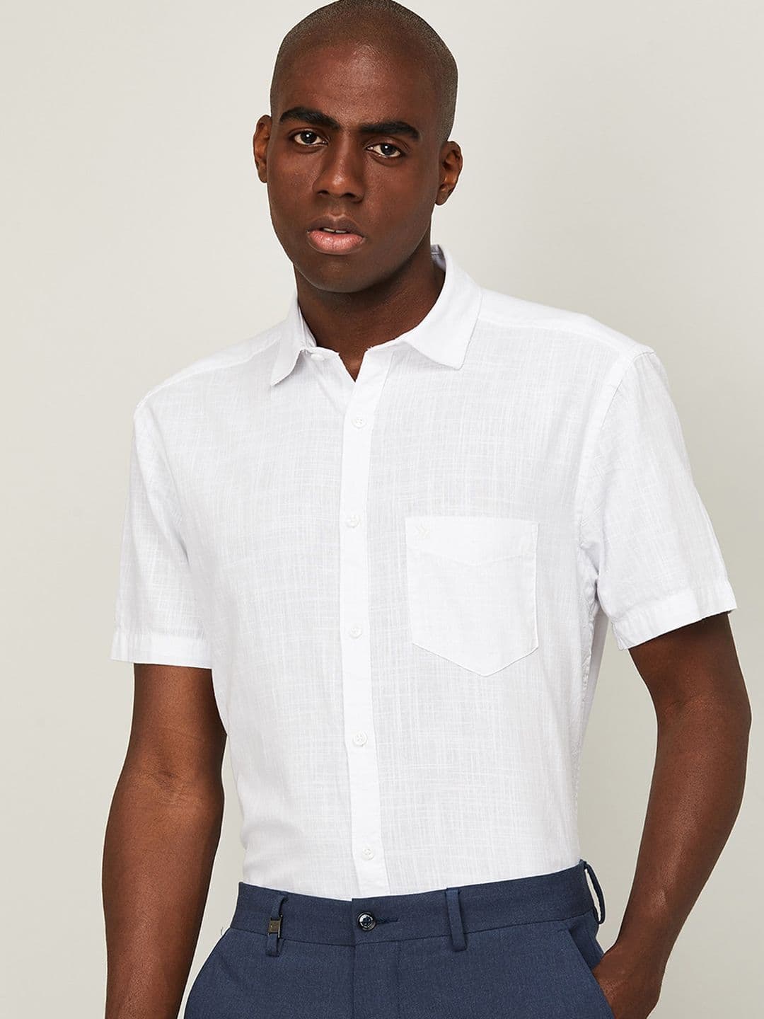 CODE by Lifestyle Men White Cotton Smart Casual Shirt - view 1